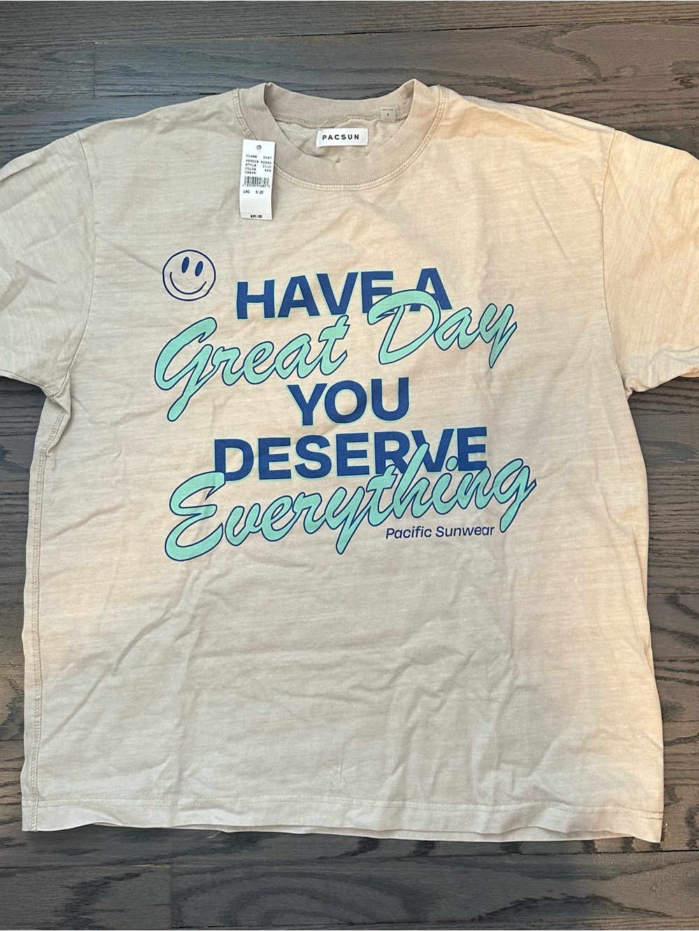 PacSun Beige Graphic 'Have a Great Day' Short Sleeve Tee